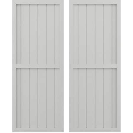 Americraft 6-Board Exterior Wood 2 Equal Panel Framed Board-n-Batten Shutters, ARW101BF621X49STH